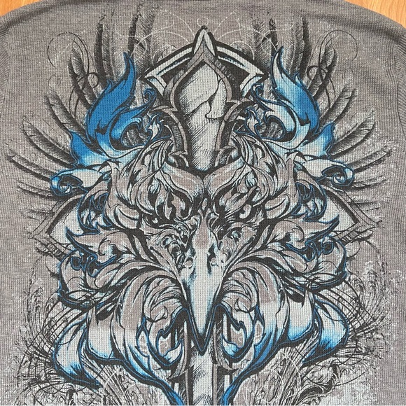 Vintage Men’s Y2K Cross & Eagle Long Sleeve Thermal Size Medium - Picture 8 of 10